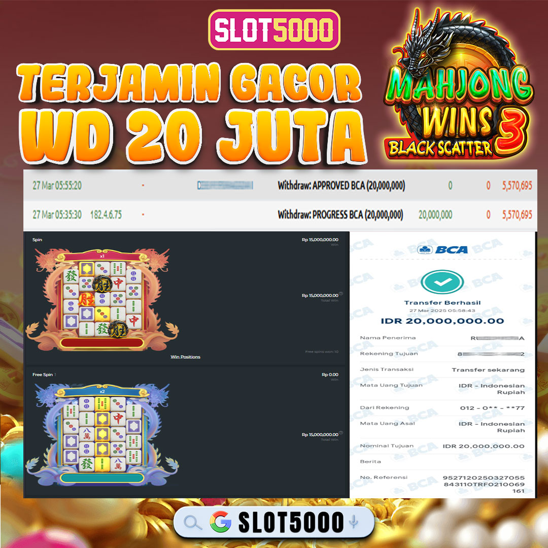 Bukti Kemenangan 27 Maret 2025 Di Slot Gacor WD 20 Juta