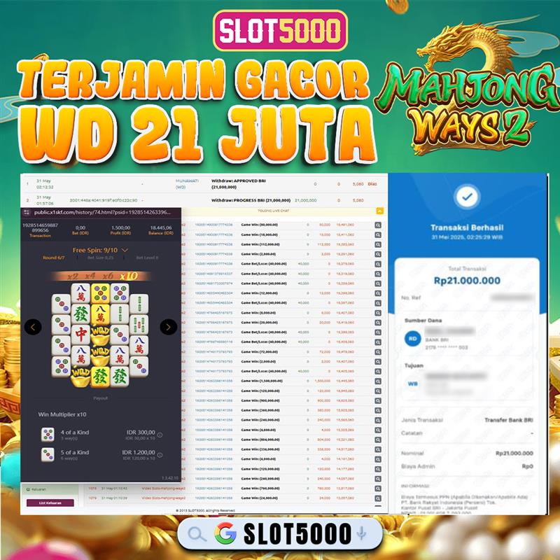 Bukti Kemenangan 31 Mei 2025 Di Slot Gacor WD 21 Juta